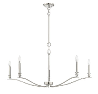 Five Light Chandelier in Polished Nickel