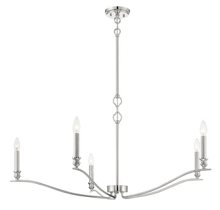 Five Light Chandelier in Polished Nickel