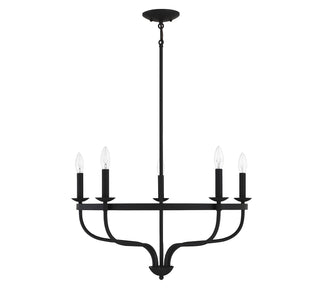 Five Light Chandelier in Matte Black