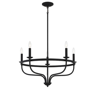 Five Light Chandelier in Matte Black