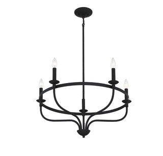 Five Light Chandelier in Matte Black