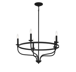 Five Light Chandelier in Matte Black