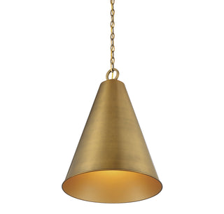 One Light Pendant in Natural Brass