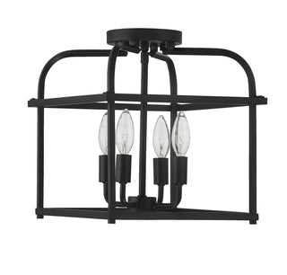 Four Light Semi-Flush Mount in Matte Black