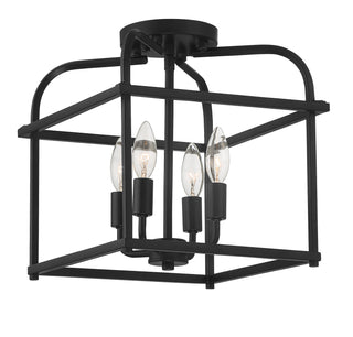 Four Light Semi-Flush Mount in Matte Black