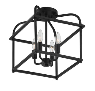 Four Light Semi-Flush Mount in Matte Black