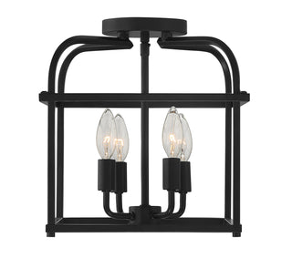 Four Light Semi-Flush Mount in Matte Black
