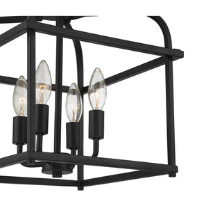 Four Light Semi-Flush Mount in Matte Black