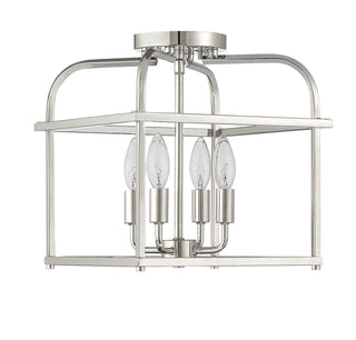 Four Light Semi-Flush Mount in Polished Nickel