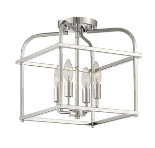 Four Light Semi-Flush Mount in Polished Nickel