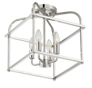 Four Light Semi-Flush Mount in Polished Nickel