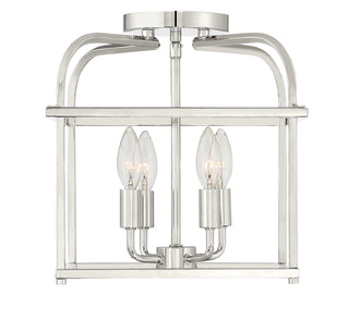 Four Light Semi-Flush Mount in Polished Nickel