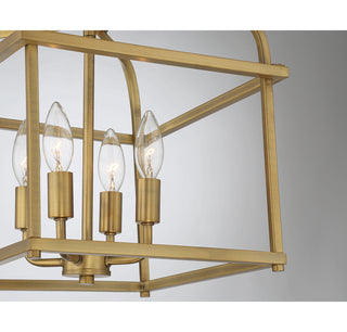 Four Light Semi-Flush Mount in Natural Brass