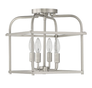 Four Light Semi-Flush Mount in Brushed Nickel