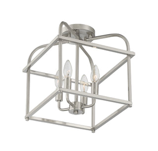 Four Light Semi-Flush Mount in Brushed Nickel
