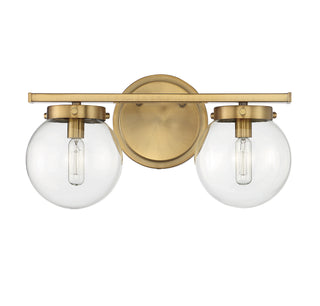 Two Light Bathroom Vanity in Natural Brass