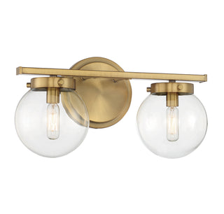 Two Light Bathroom Vanity in Natural Brass
