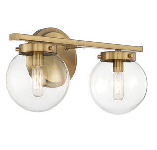 Two Light Bathroom Vanity in Natural Brass