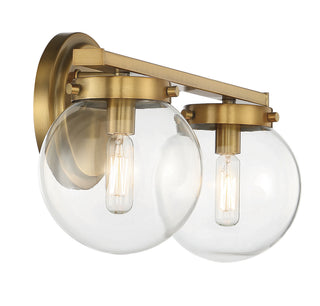 Two Light Bathroom Vanity in Natural Brass
