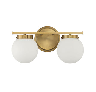 Two Light Bathroom Vanity in Natural Brass