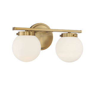 Two Light Bathroom Vanity in Natural Brass