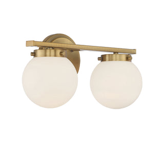 Two Light Bathroom Vanity in Natural Brass