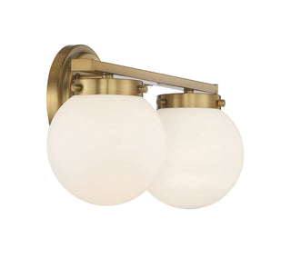 Two Light Bathroom Vanity in Natural Brass