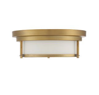 Two Light Flush Mount in Natural Brass
