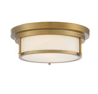 Two Light Flush Mount in Natural Brass