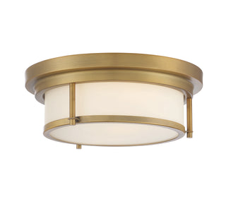 Two Light Flush Mount in Natural Brass