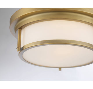 Two Light Flush Mount in Natural Brass