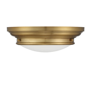 Two Light Flush Mount in Natural Brass