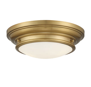 Two Light Flush Mount in Natural Brass