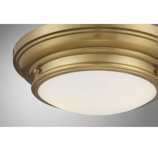 Two Light Flush Mount in Natural Brass