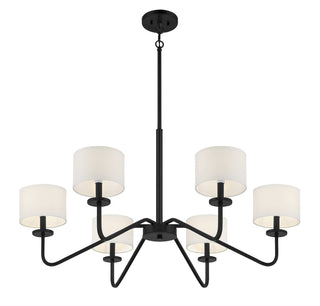 Six Light Chandelier in Matte Black
