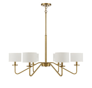 Six Light Chandelier in Natural Brass