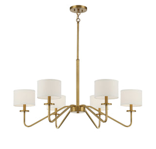 Six Light Chandelier in Natural Brass