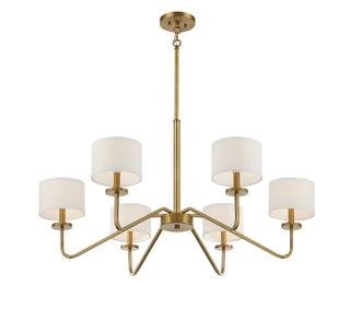 Six Light Chandelier in Natural Brass