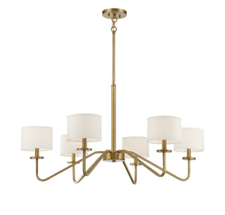 Six Light Chandelier in Natural Brass