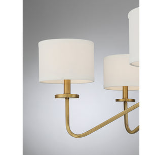 Six Light Chandelier in Natural Brass