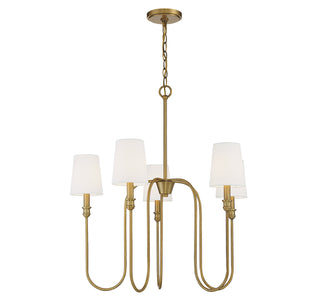 Five Light Chandelier in Natural Brass