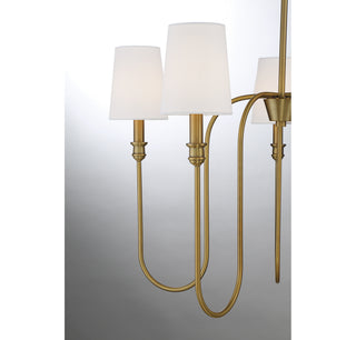 Five Light Chandelier in Natural Brass