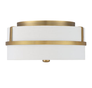 Two Light Flush Mount in Natural Brass