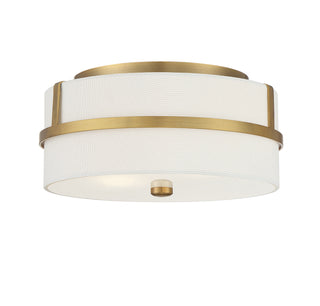 Two Light Flush Mount in Natural Brass