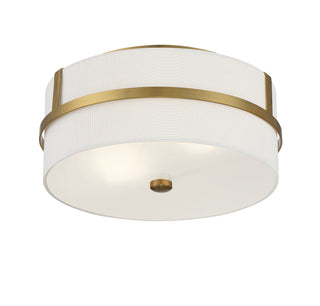 Two Light Flush Mount in Natural Brass