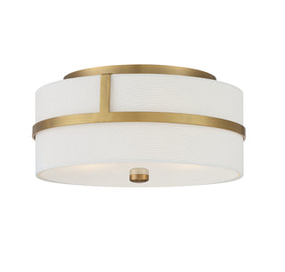 Two Light Flush Mount in Natural Brass