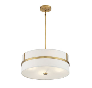 Four Light Pendant in Natural Brass
