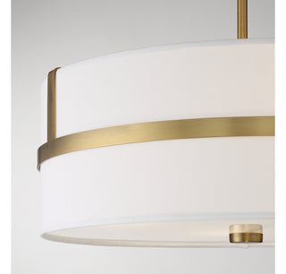 Four Light Pendant in Natural Brass