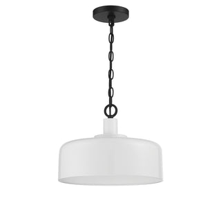 One Light Pendant in White with Black