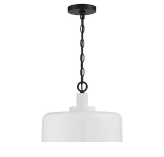One Light Pendant in White with Black